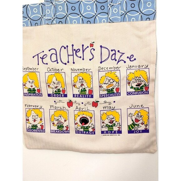 Teachers Canvas Tote Book Bag Graphics Funny Beige New Without Tags Gift Canada - Picture 2 of 5